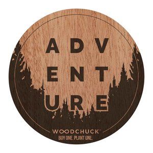 Woodchuck Adventure Wood Round Sticker 2”x2” NWT